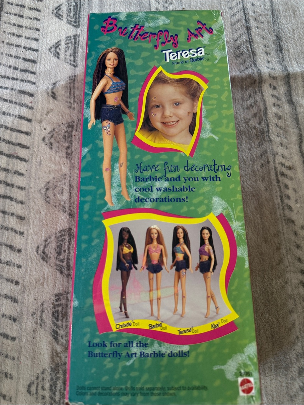VINTAGE 1998 Butterfly Art Teresa Doll – Blue Top & Denim Skirt - Picture 3 of 3